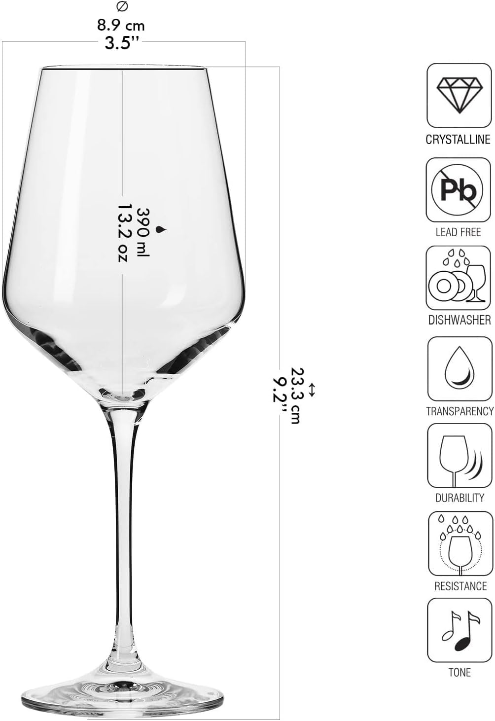 Premium Crystal Clear Wine Glasses Set of 6, 360ml - Elegant Stemware for NEW