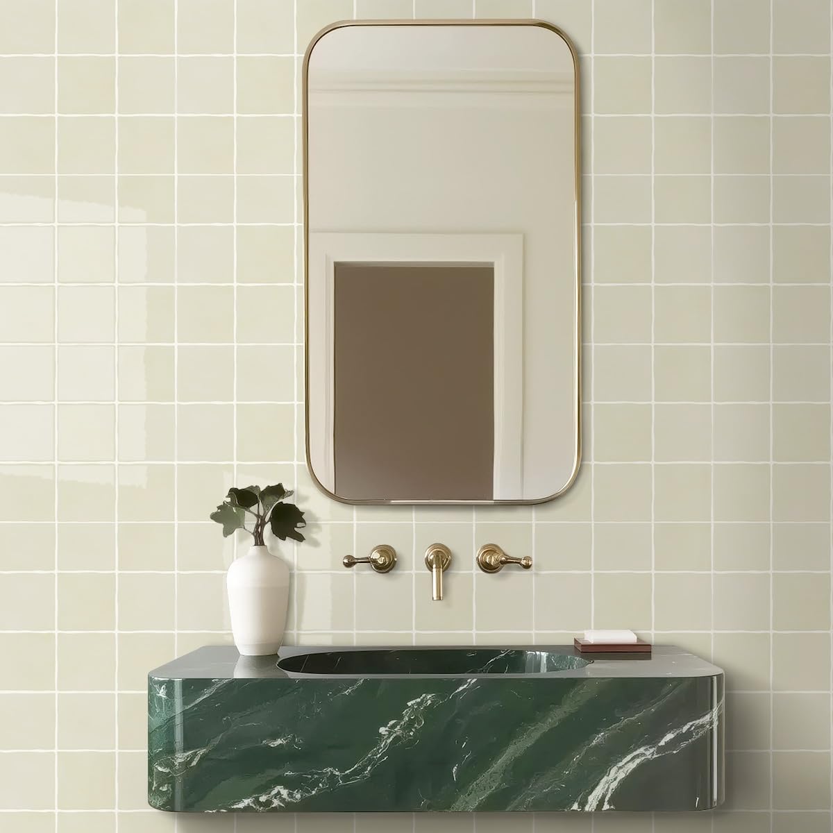 COMSTICKC 3D Beige Square Peel and Stick Wall Stickers, 30cm Size, Home NEW