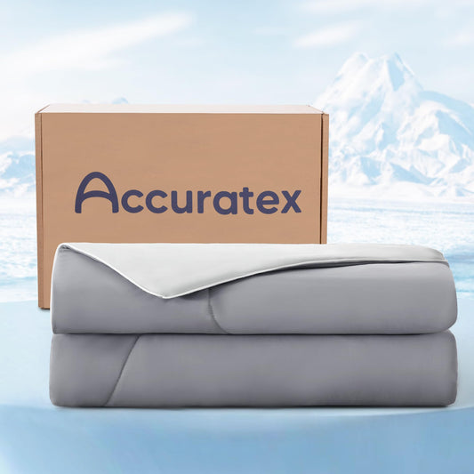 ACCURATEX Breathable Comforters Cooling Comforter Blanket in Soft Grey, NEW
