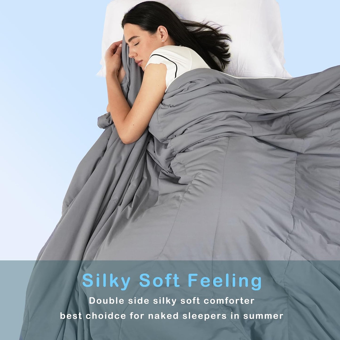 ACCURATEX Breathable Comforters Cooling Comforter Blanket in Soft Grey, NEW