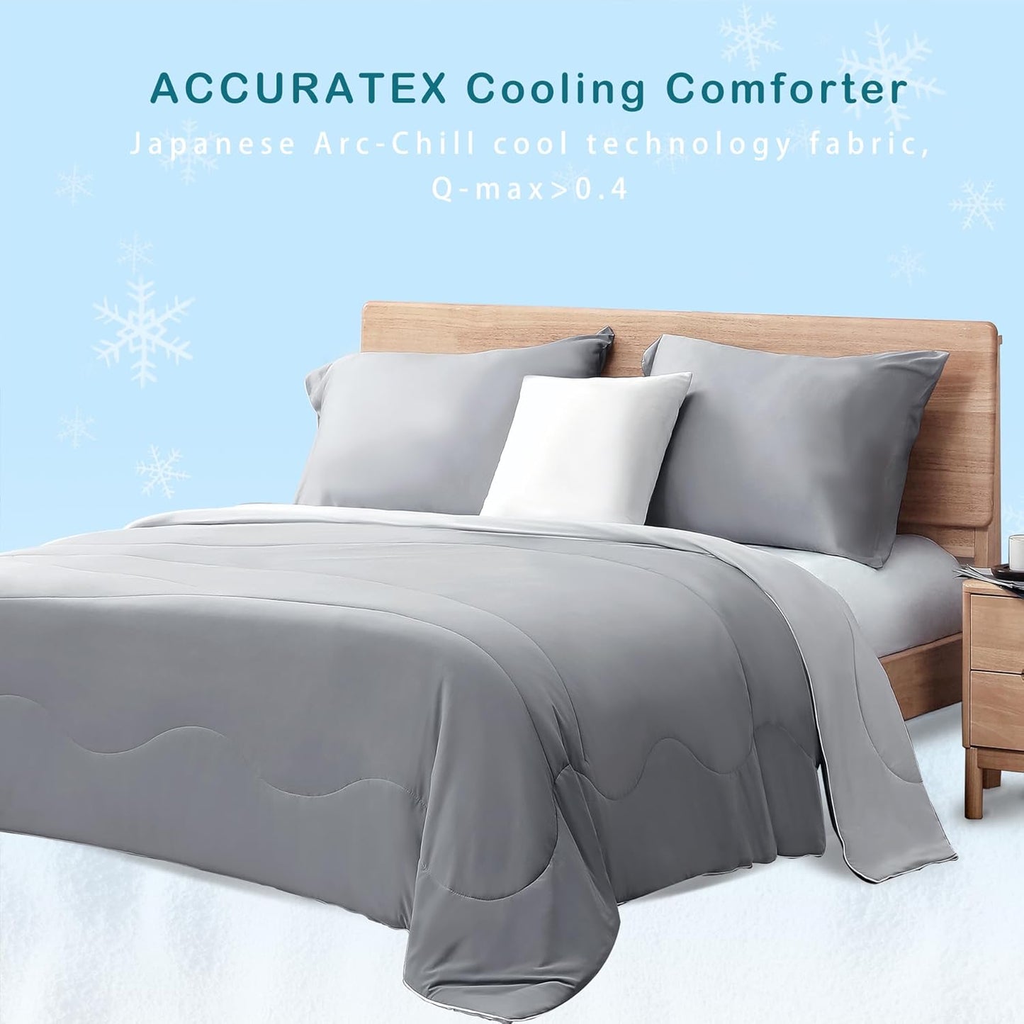 ACCURATEX Breathable Comforters Cooling Comforter Blanket in Soft Grey, NEW