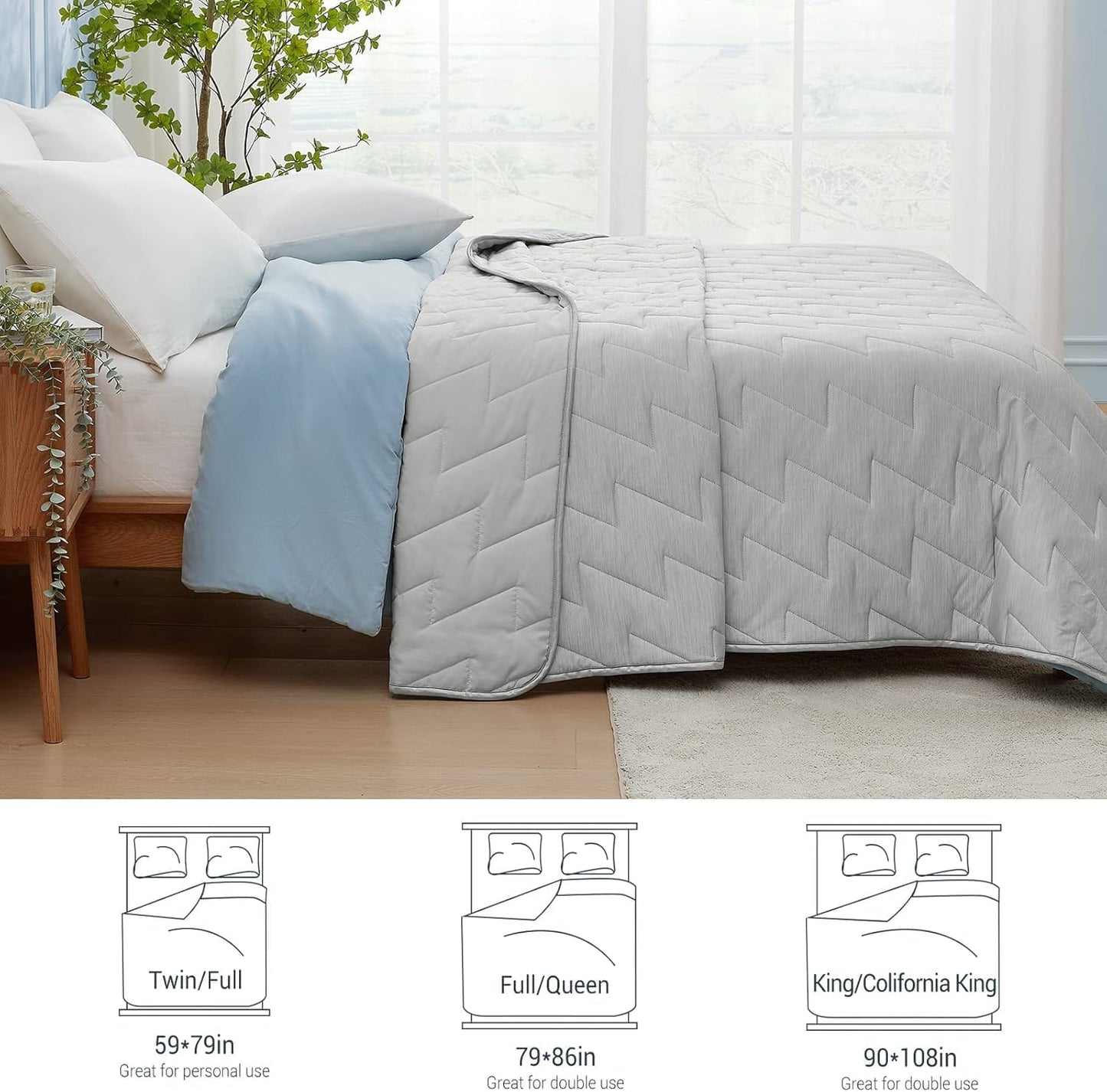 Elegear Cooling Comforters Comforter, Twin Size 150x200cm, Light Grey, NEW