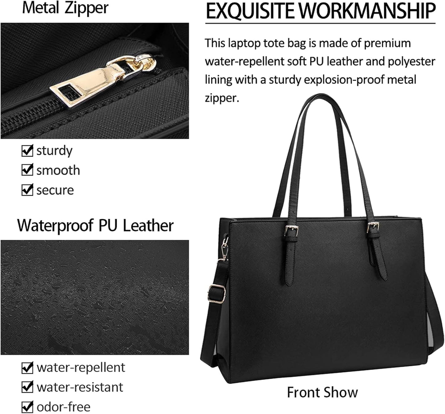 NUBILY Waterproof Leather Messenger Bag Laptop Tote Large Size fits 15.6" NEW