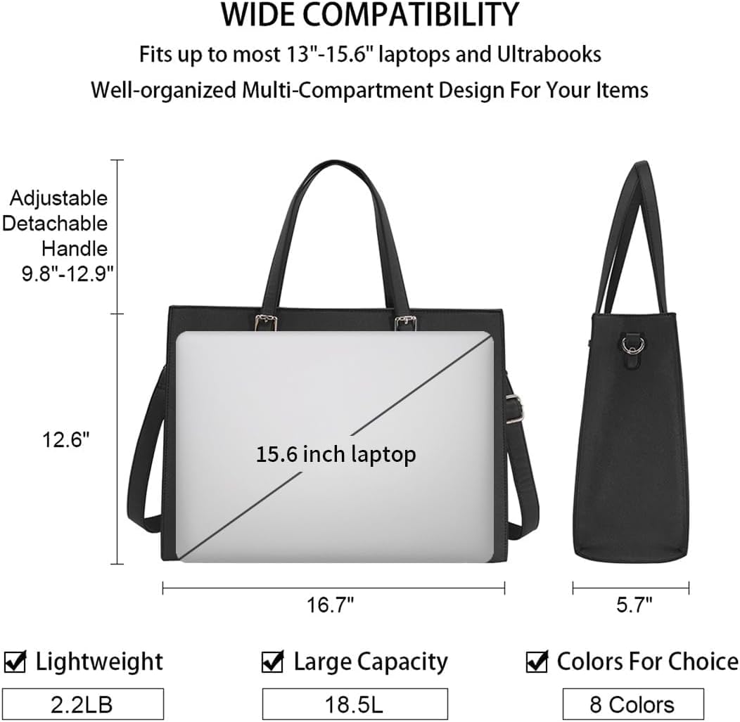 NUBILY Waterproof Leather Messenger Bag Laptop Tote Large Size fits 15.6" NEW