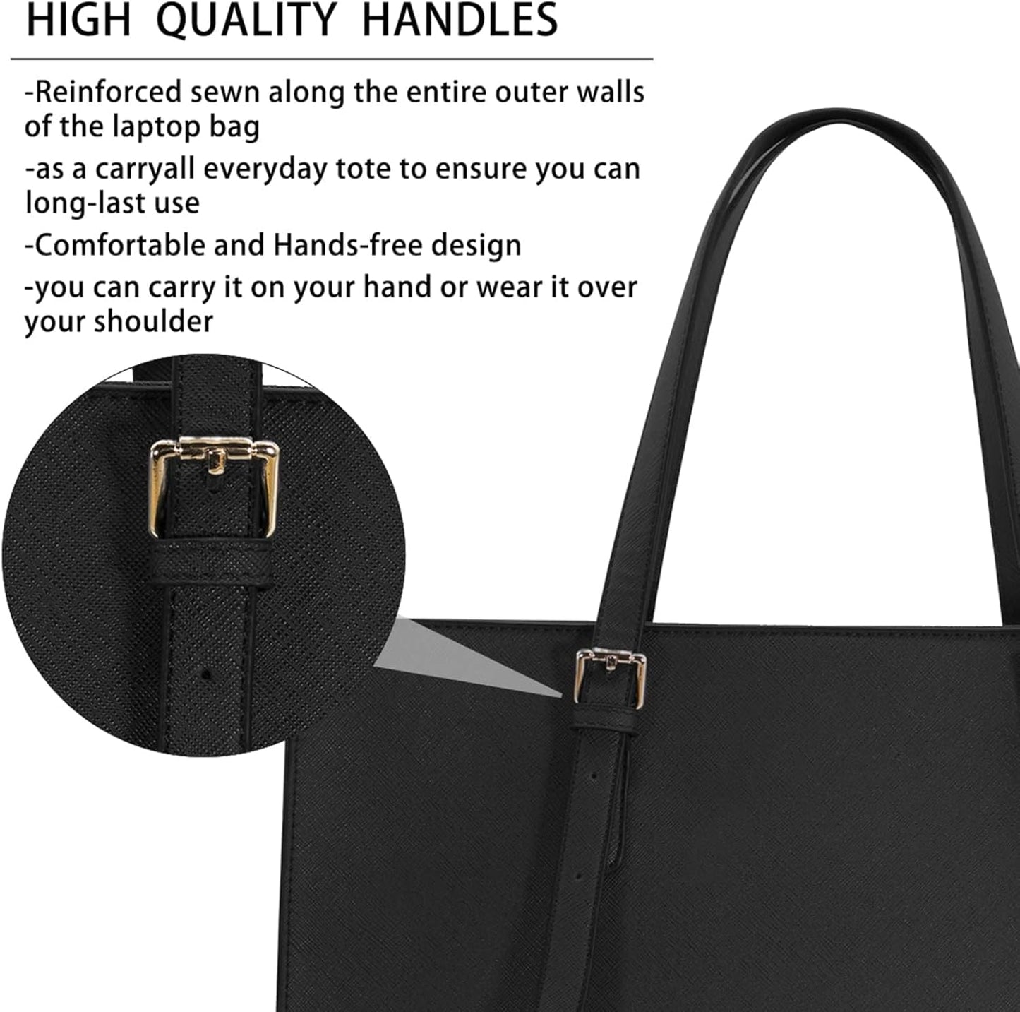 NUBILY Waterproof Leather Messenger Bag Laptop Tote Large Size fits 15.6" NEW