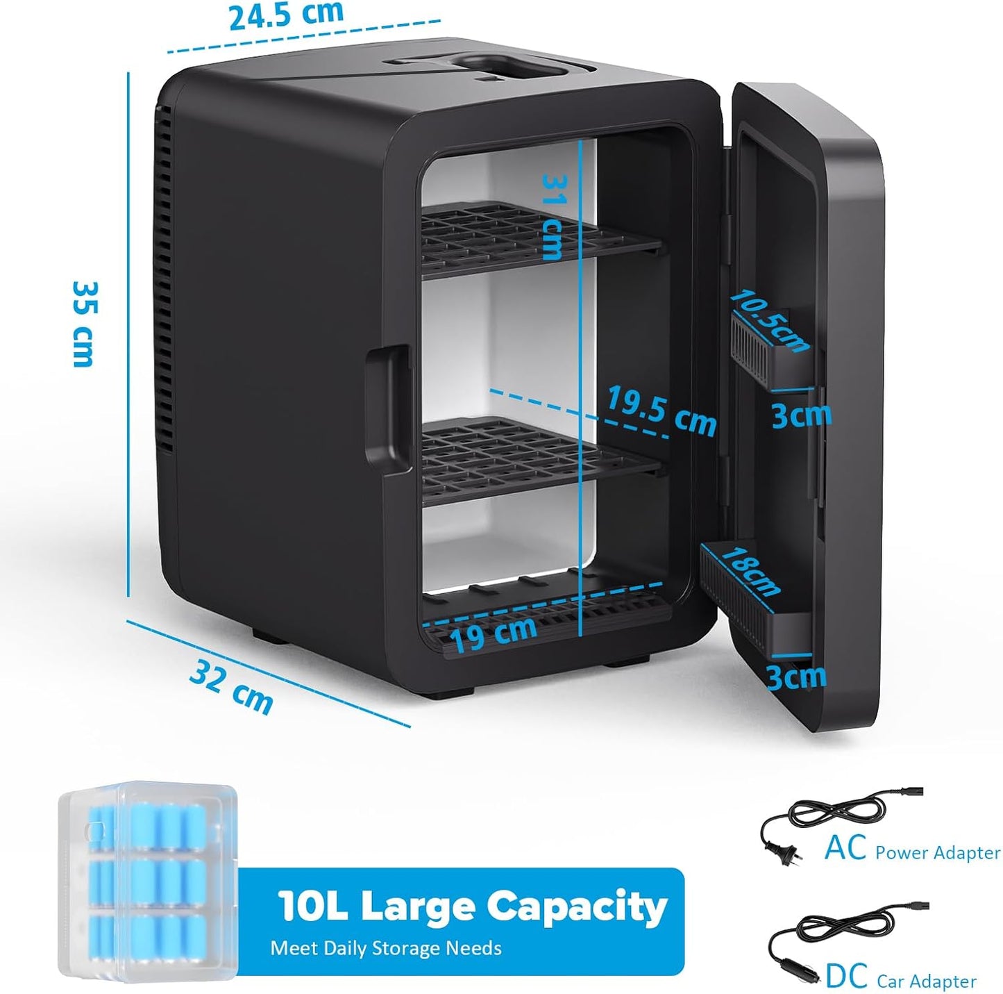 ADVWIN Compact Refrigerators Refrigerator 10L Mini Fridge Portable Cooler DEMO