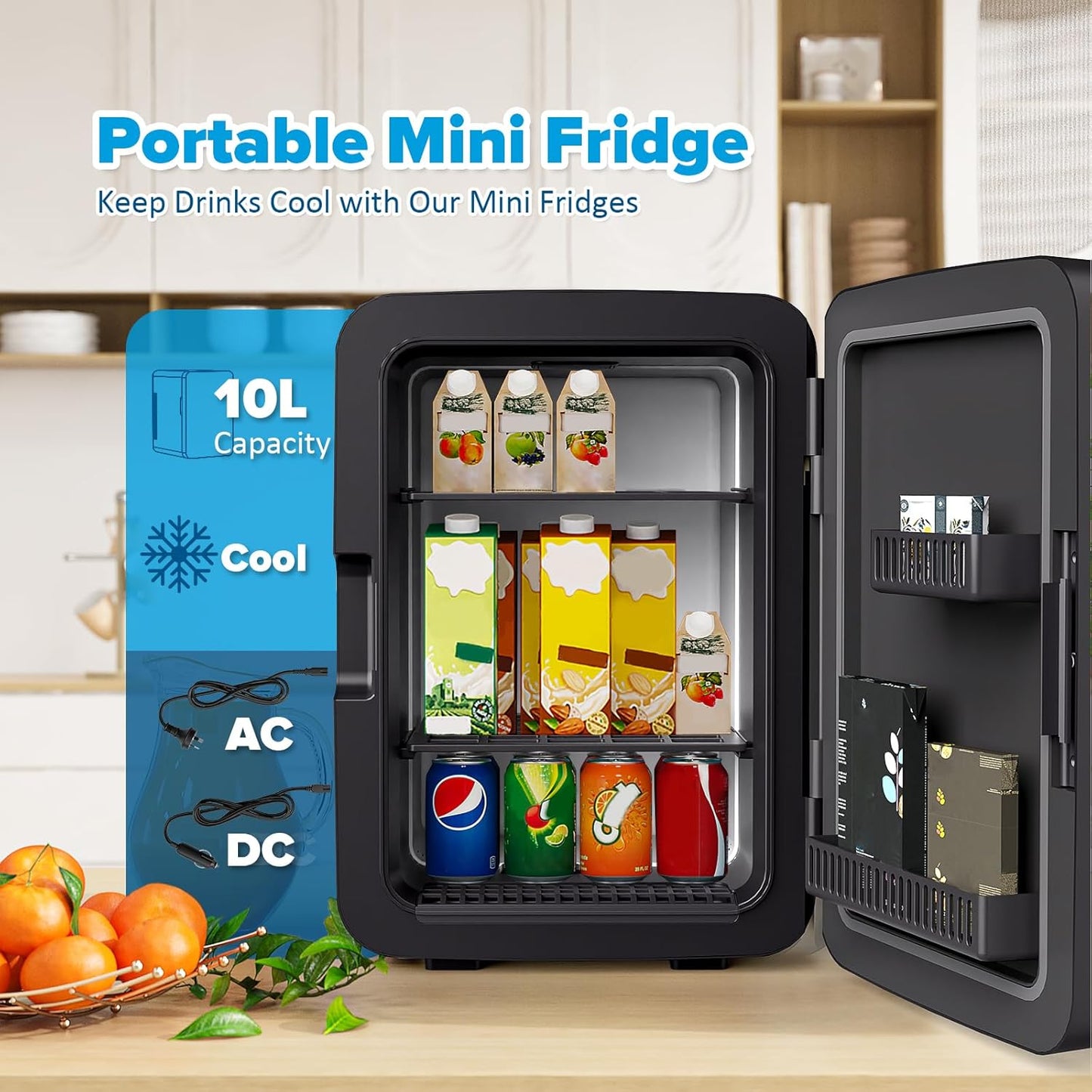ADVWIN Compact Refrigerators Refrigerator 10L Mini Fridge Portable Cooler DEMO