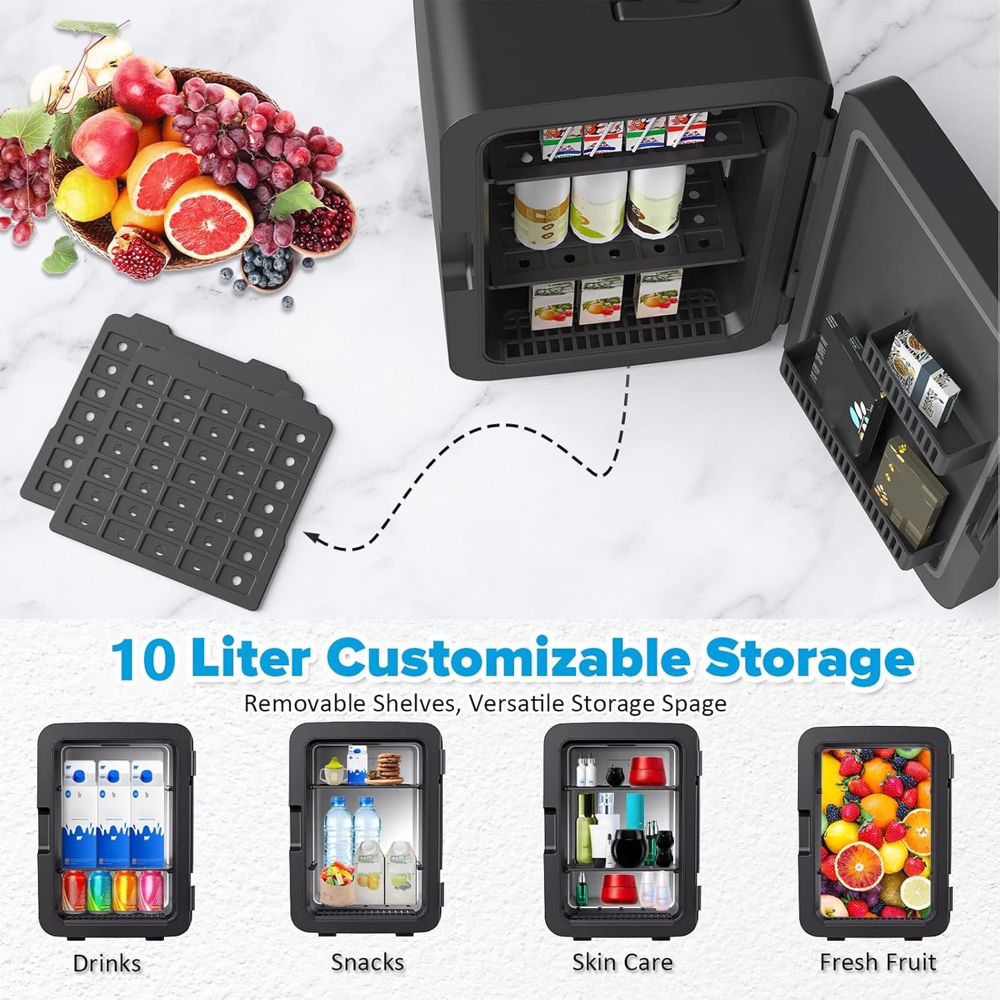 ADVWIN Compact Refrigerators Refrigerator 10L Mini Fridge Portable Cooler DEMO