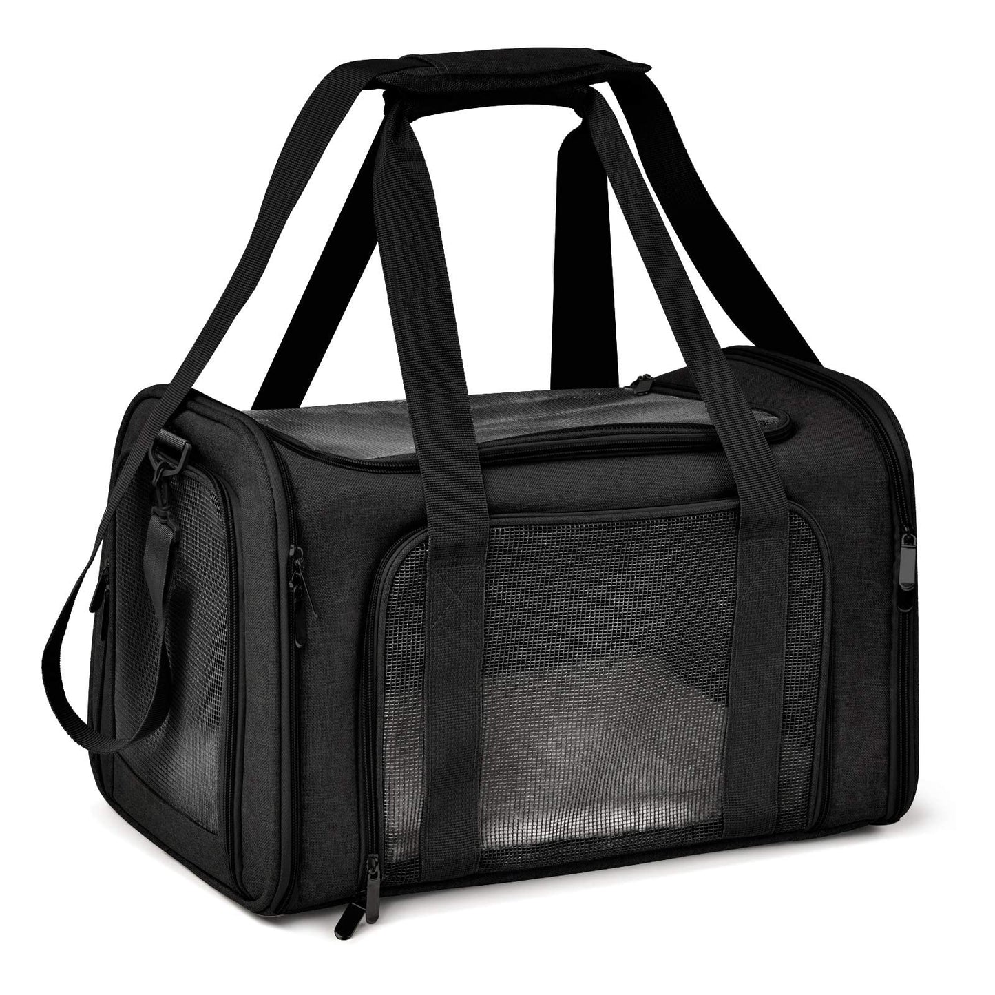 Henkelion Large Soft-Sided Pet Carrier for Cats Dogs Puppies Black Size L NEW