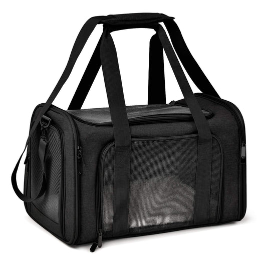 Henkelion Large Soft-Sided Pet Carrier for Cats Dogs Puppies Black Size L NEW