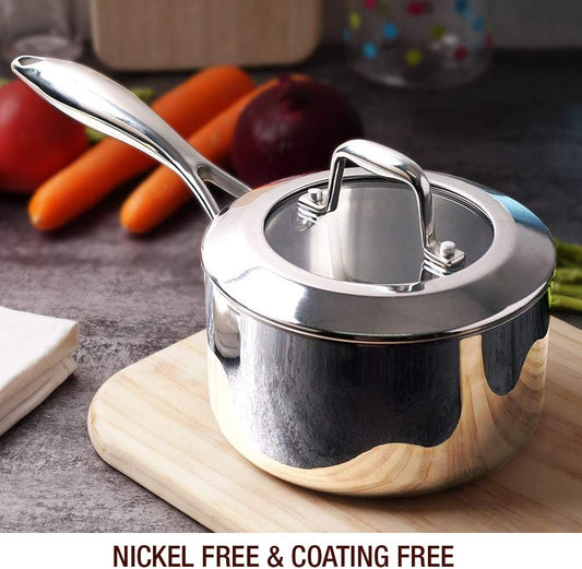 HOMICHEF Stainless Saucepans Steel Saucepan, 1.7L Capacity, Shiny Silver NEW