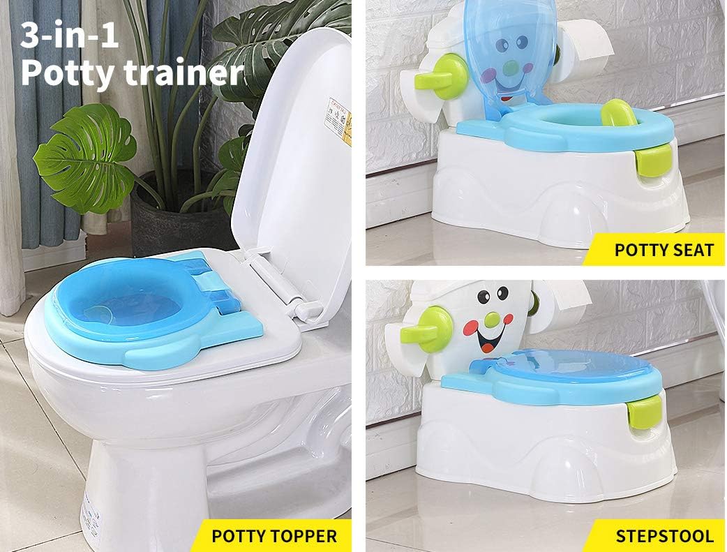 Bo Peep Seats 3-in-1 Kids Potty Trainer Seat Topper Stepstool Blue & White NEW