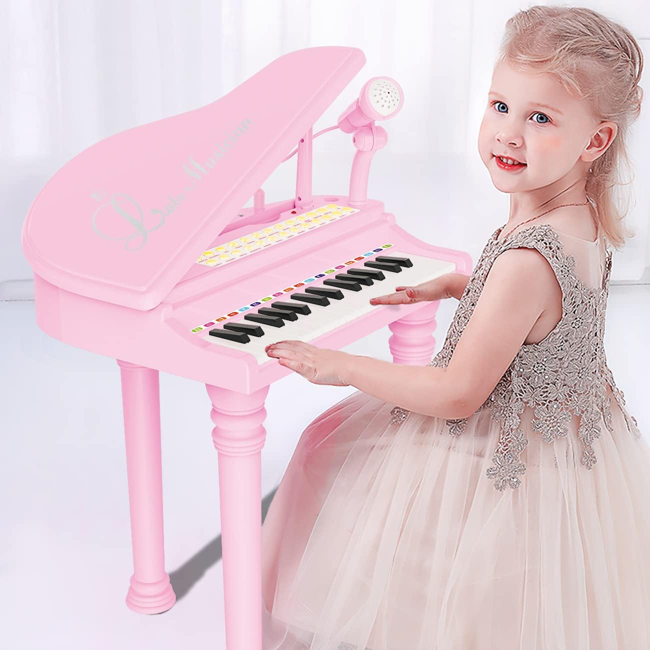 Pink Electronic Musical Toy Piano Keyboard Instrument for Kids & Toddlers DEMO
