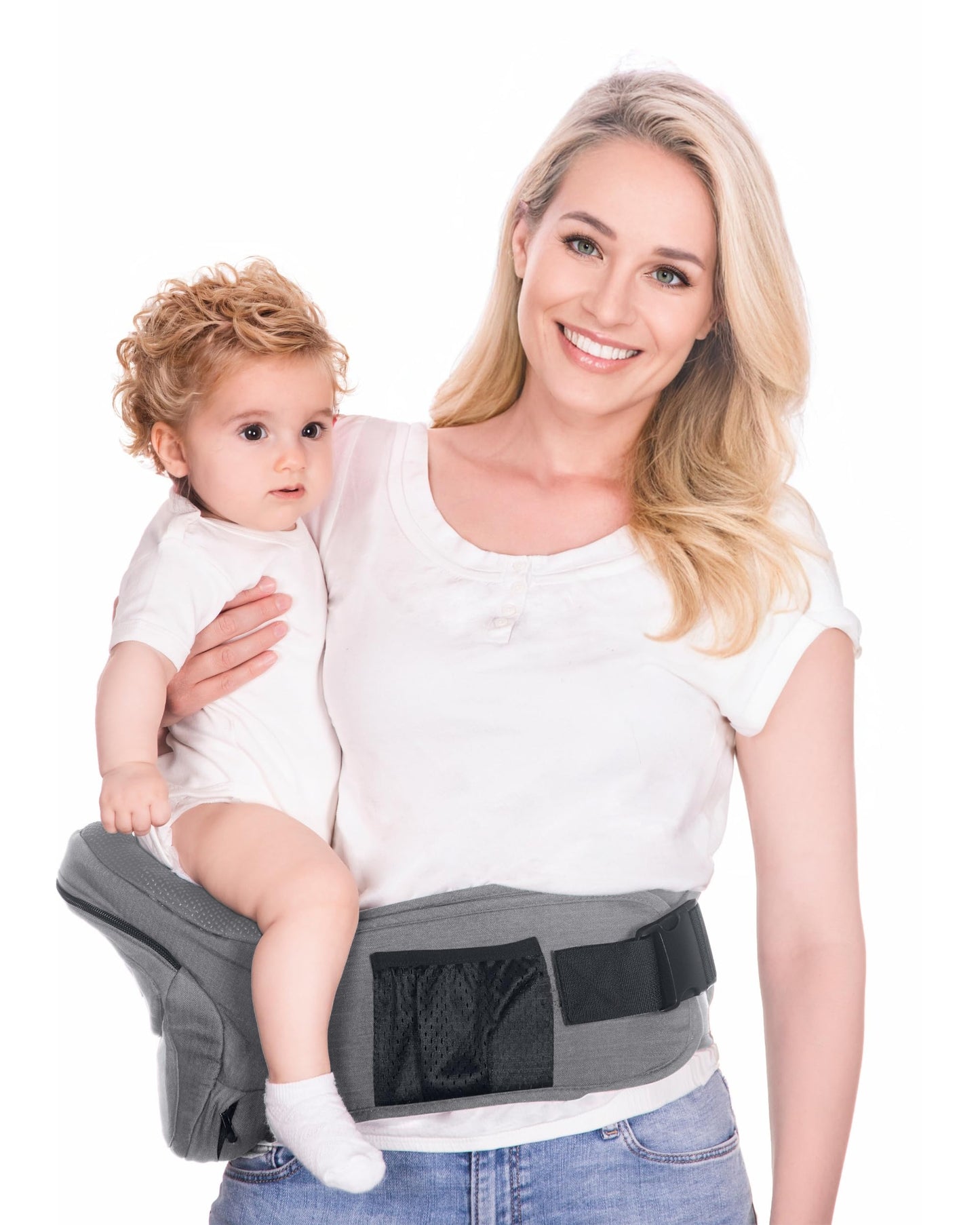 pandanling Ergonomic Grey Baby Hip Carrier for Newborns and Infants - DEMO