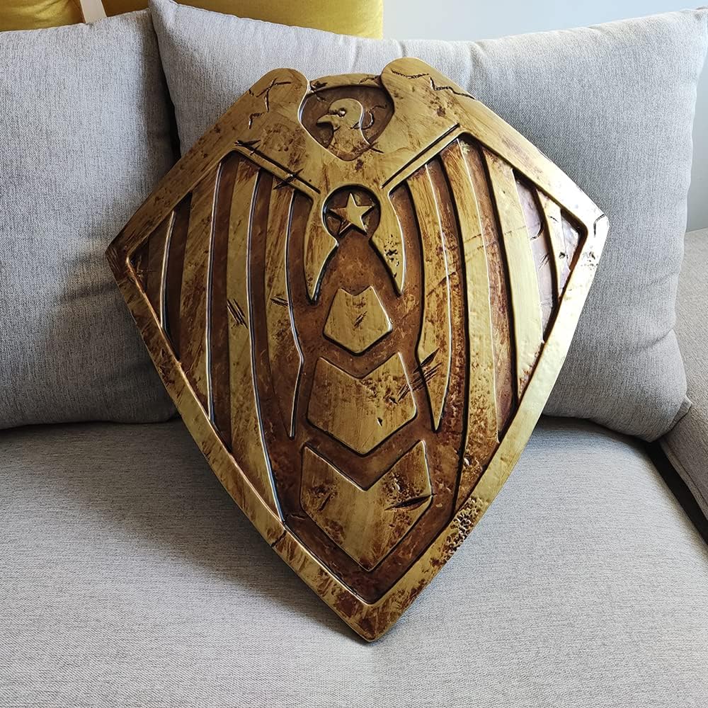 Retro Style Gold Soldier Boy Shield with Eagle Emblem Pretend Weapon 18.9" NEW