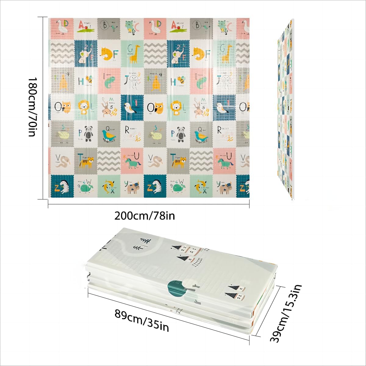 FLAGAV Extra Large Folding Baby Play Mat Waterproof Multicolour Size DEMO