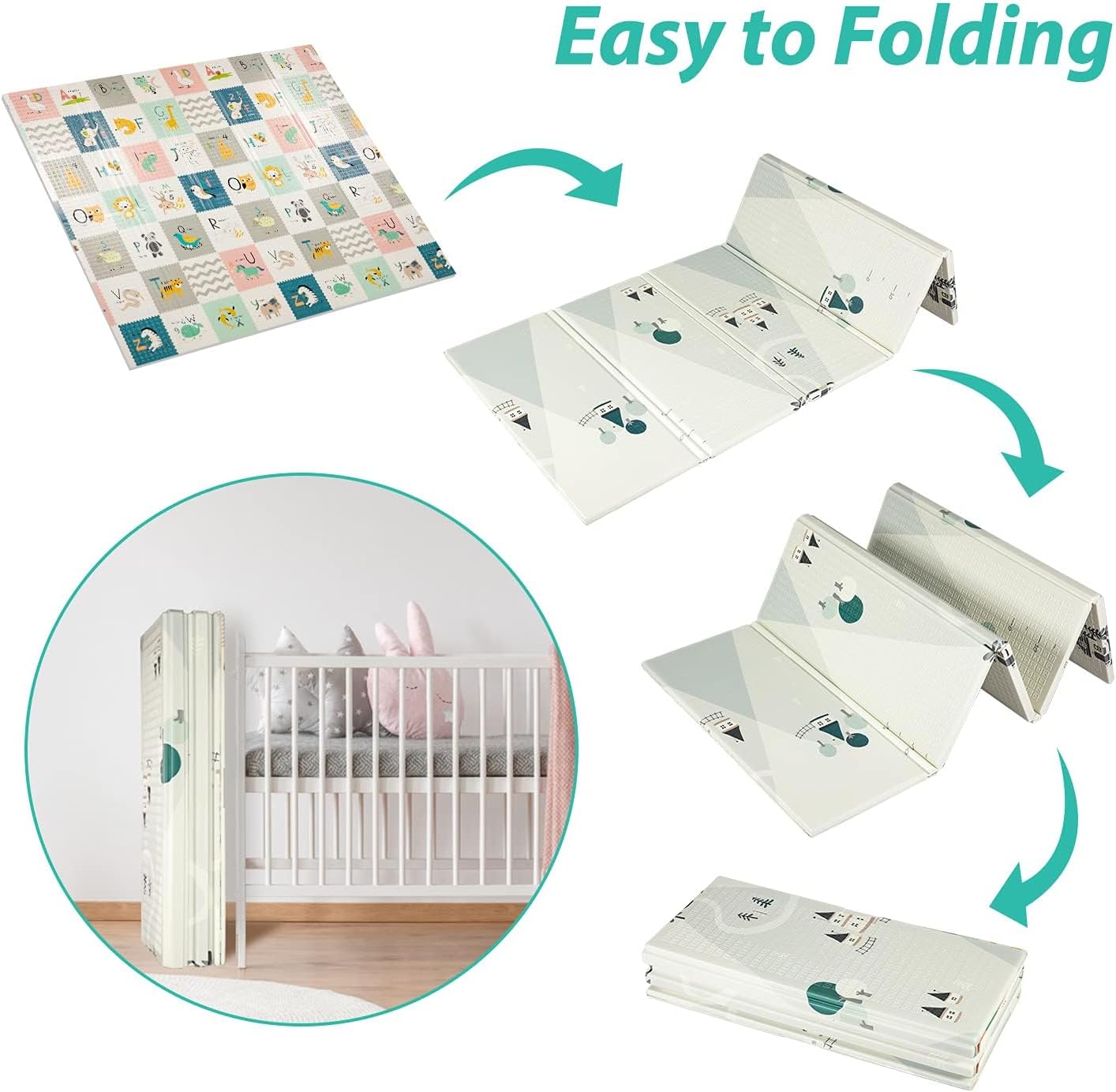 FLAGAV Extra Large Folding Baby Play Mat Waterproof Multicolour Size DEMO