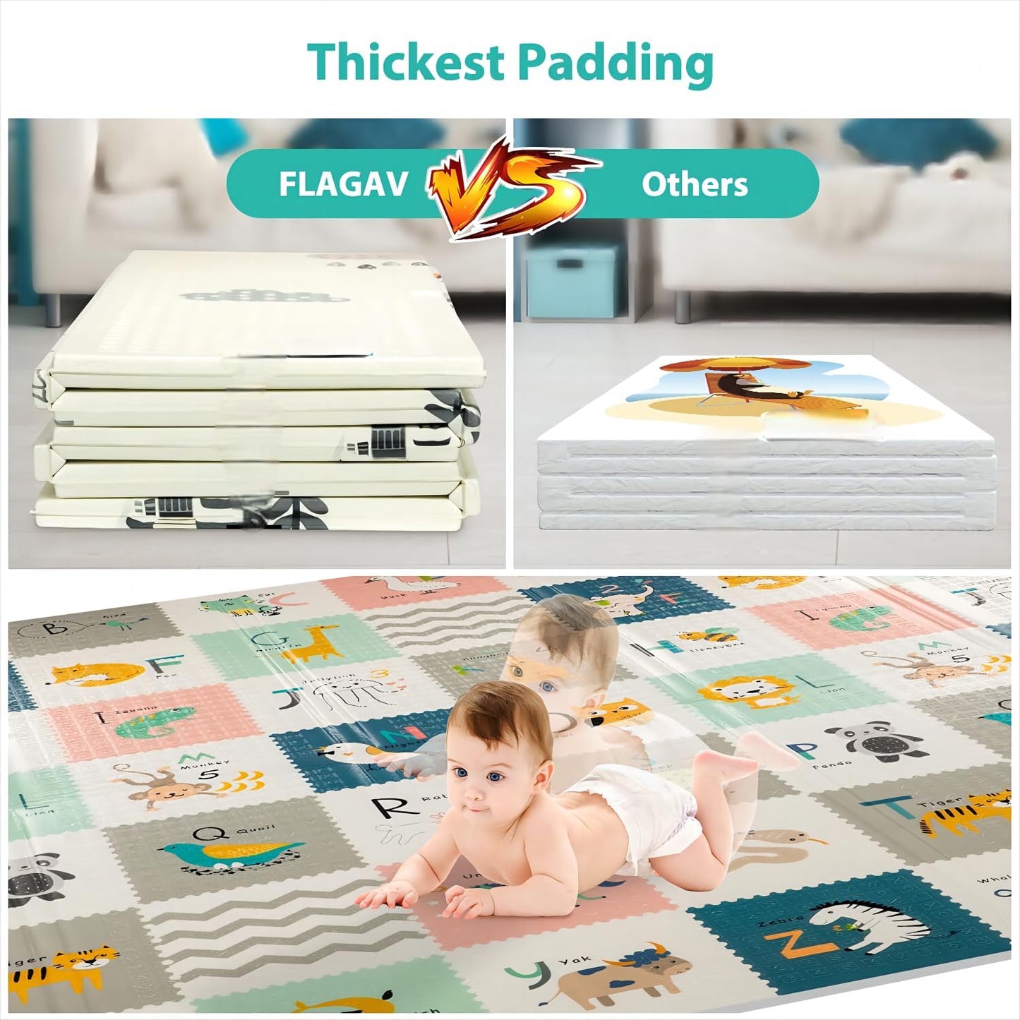 FLAGAV Extra Large Folding Baby Play Mat Waterproof Multicolour Size DEMO