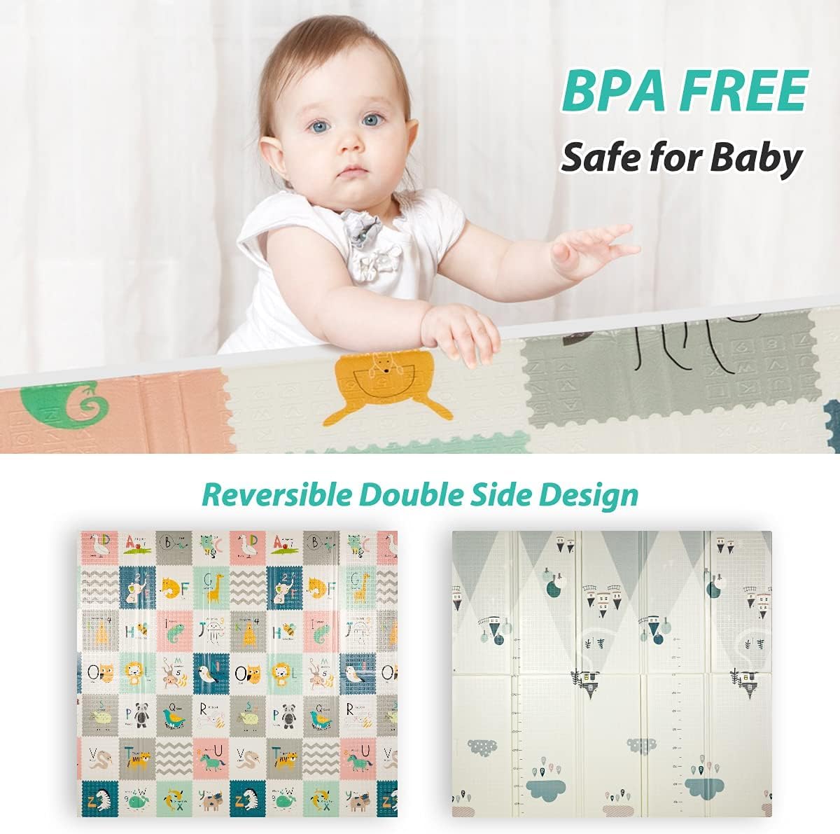 FLAGAV Extra Large Folding Baby Play Mat Waterproof Multicolour Size DEMO
