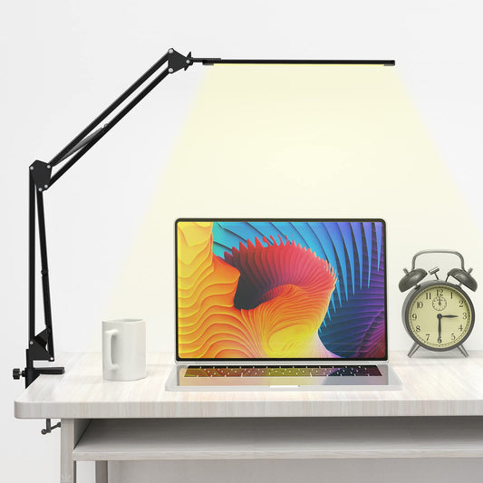 Adjustable Swing Arm Black Table Lamp with Clamp, Eye-Caring, 32cm Size NEW