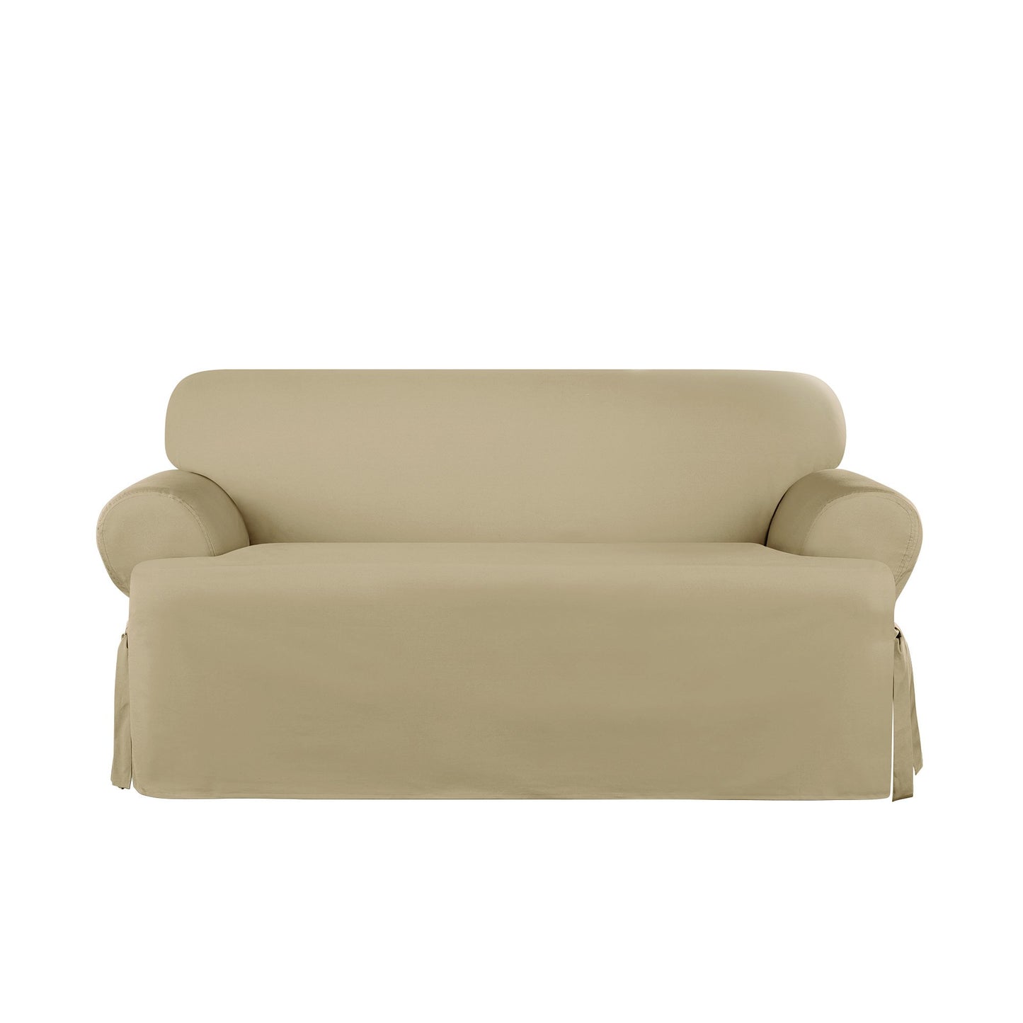 SureFit Heavyweight Cotton Duck Sofa Slipcover Khaki One Piece Loveseat NEW