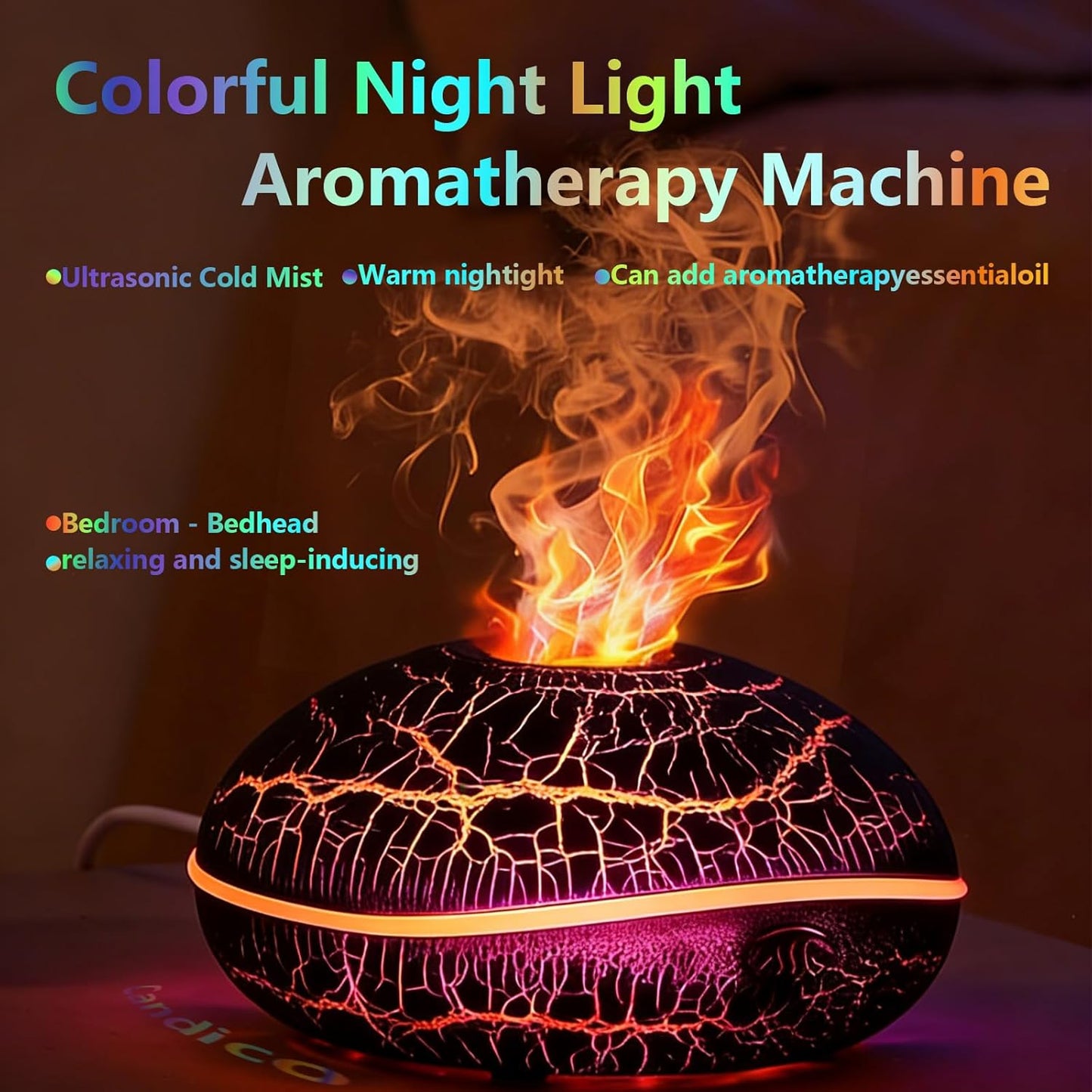 Candico 250ml Ultrasonic Aroma Essential Oil Diffuser Humidifier Black Size NEW