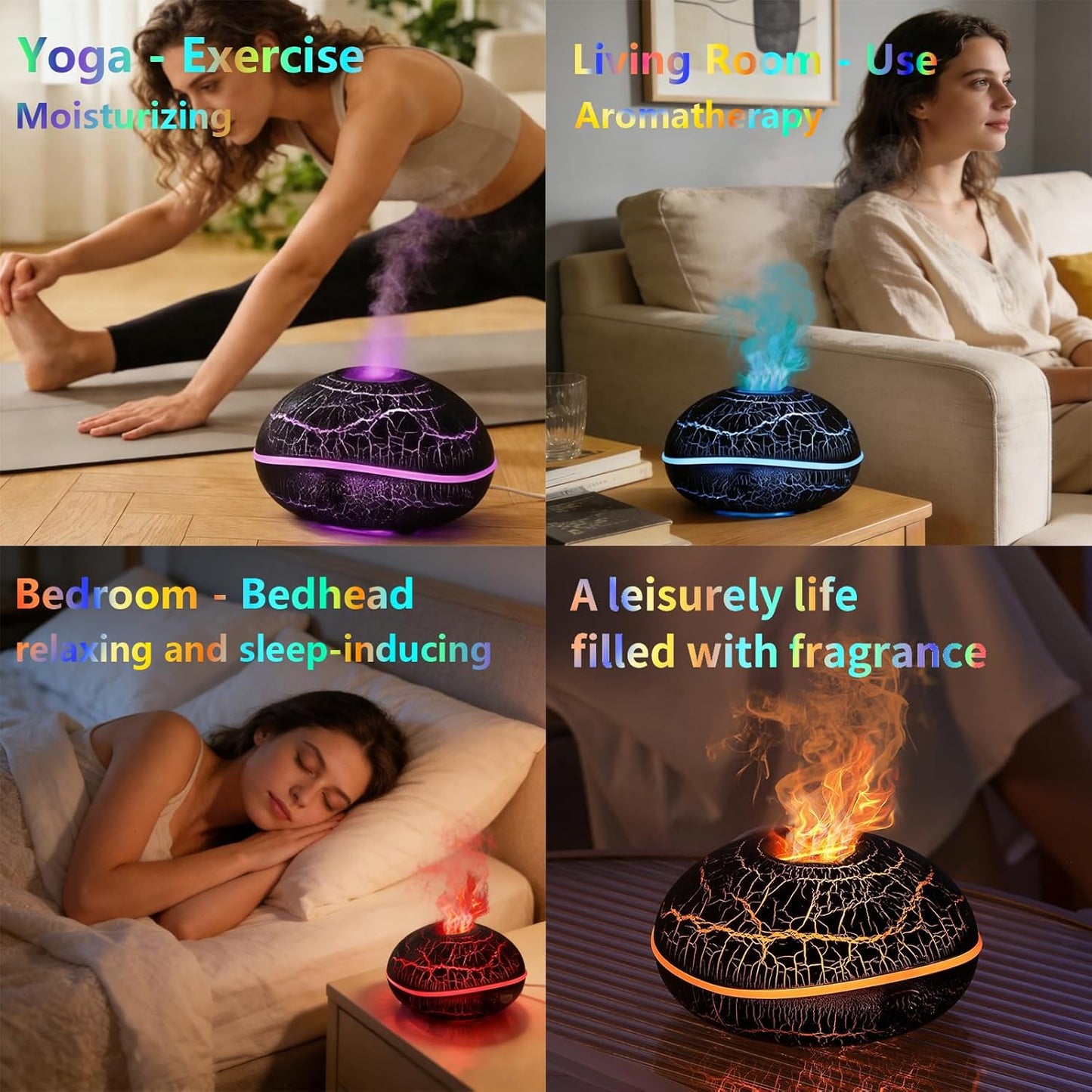 Candico 250ml Ultrasonic Aroma Essential Oil Diffuser Humidifier Black Size NEW