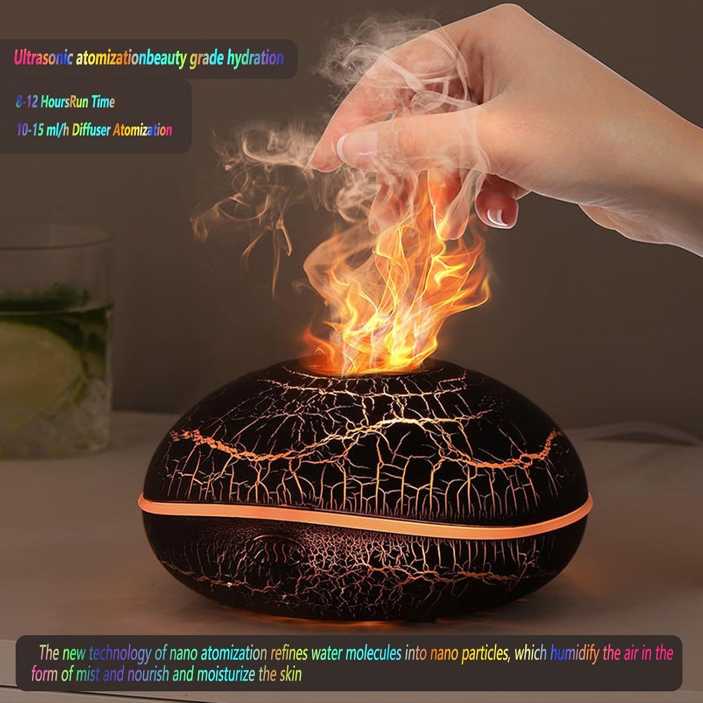 Candico 250ml Ultrasonic Aroma Essential Oil Diffuser Humidifier Black Size NEW