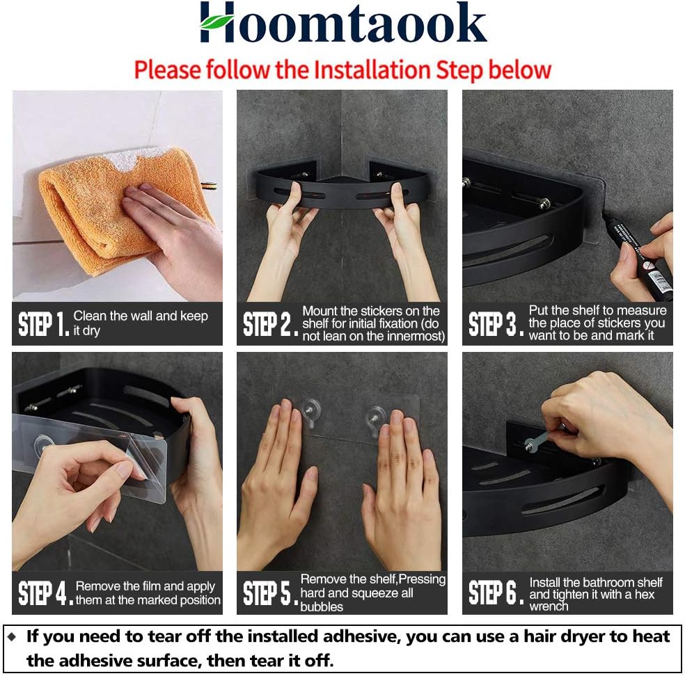 Adhesive Corner Shelf Bathroom Shower Caddy Organizer Towel Rack Black NEW