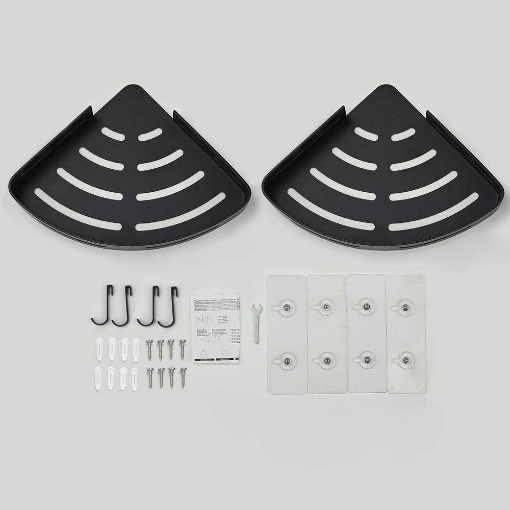 Adhesive Corner Shelf Bathroom Shower Caddy Organizer Towel Rack Black NEW