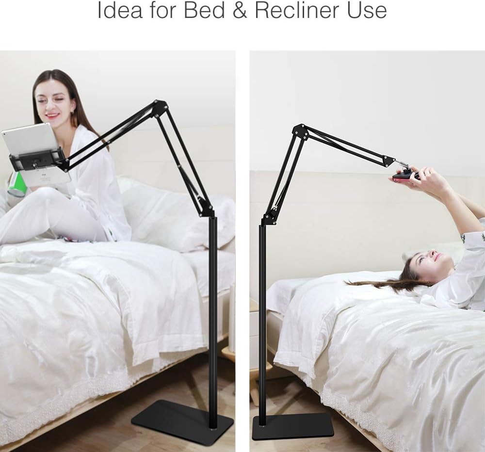 Adjustable Tablet Stands Floor Stand Overhead Bed Phone Holder Black - DEMO