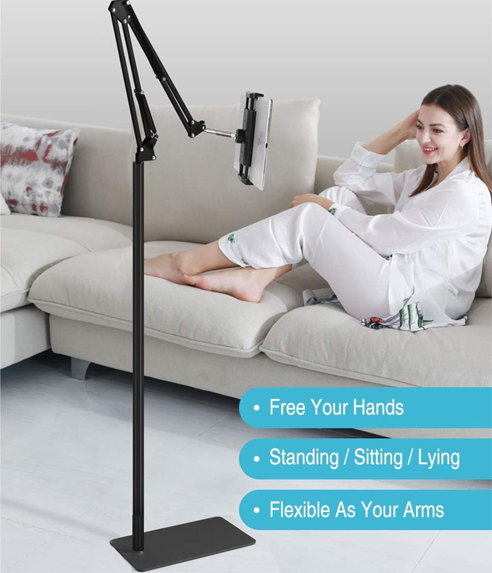 Adjustable Tablet Stands Floor Stand Overhead Bed Phone Holder Black - DEMO