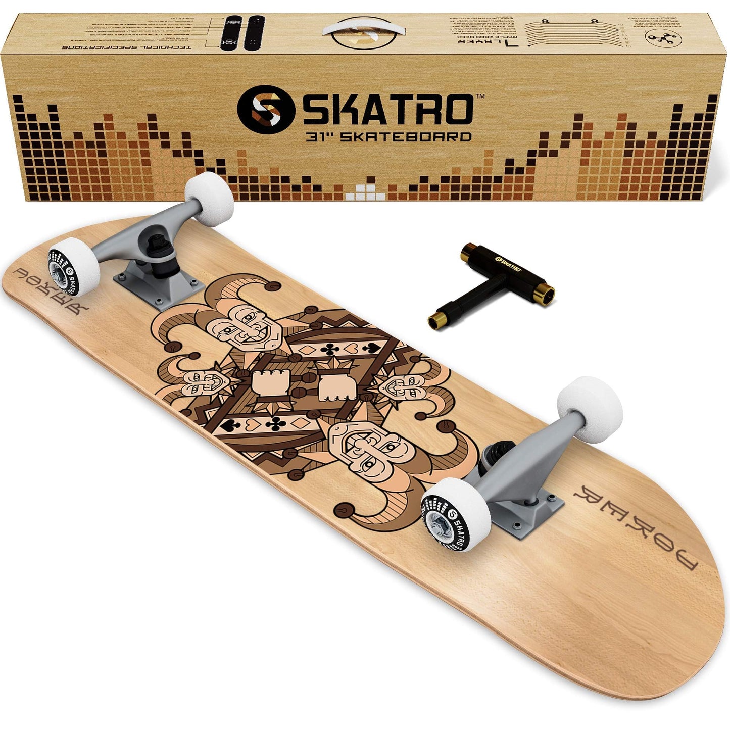 Skatro 31" Skateboards Complete Skateboard for Adults - Joker Wood DEMO