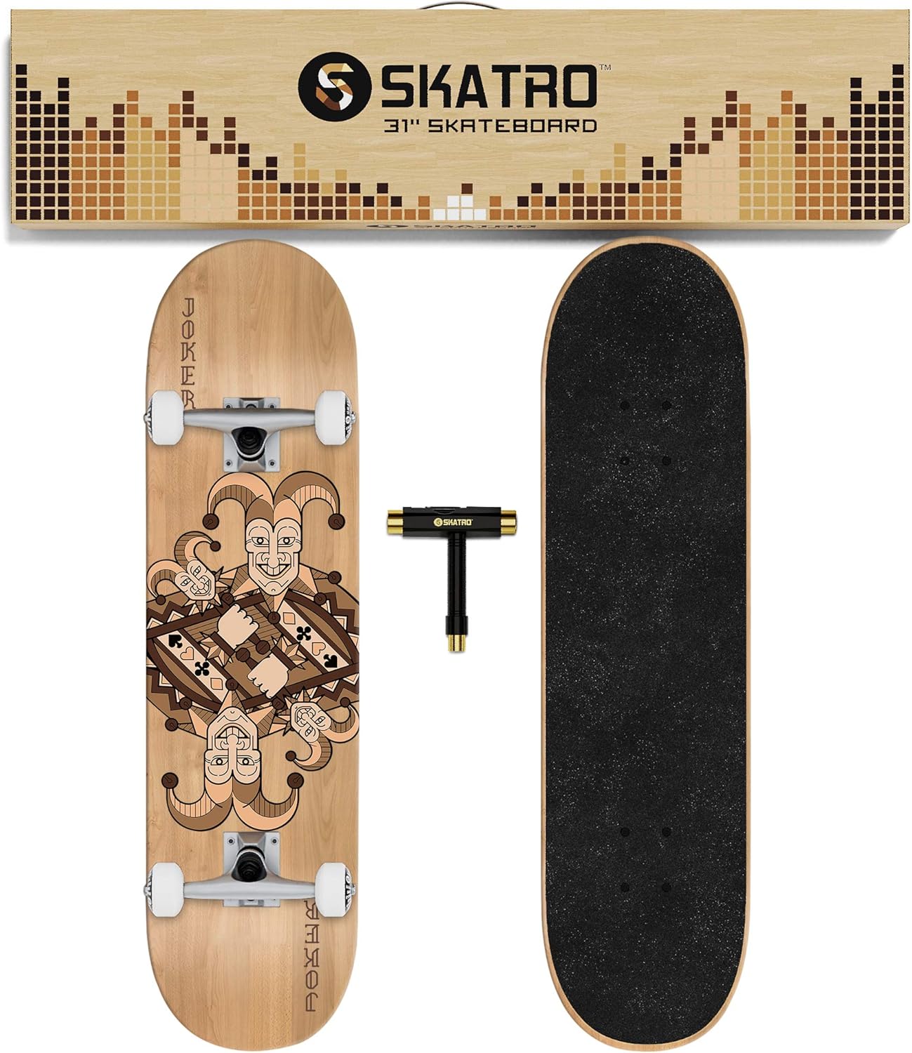Skatro 31" Skateboards Complete Skateboard for Adults - Joker Wood DEMO