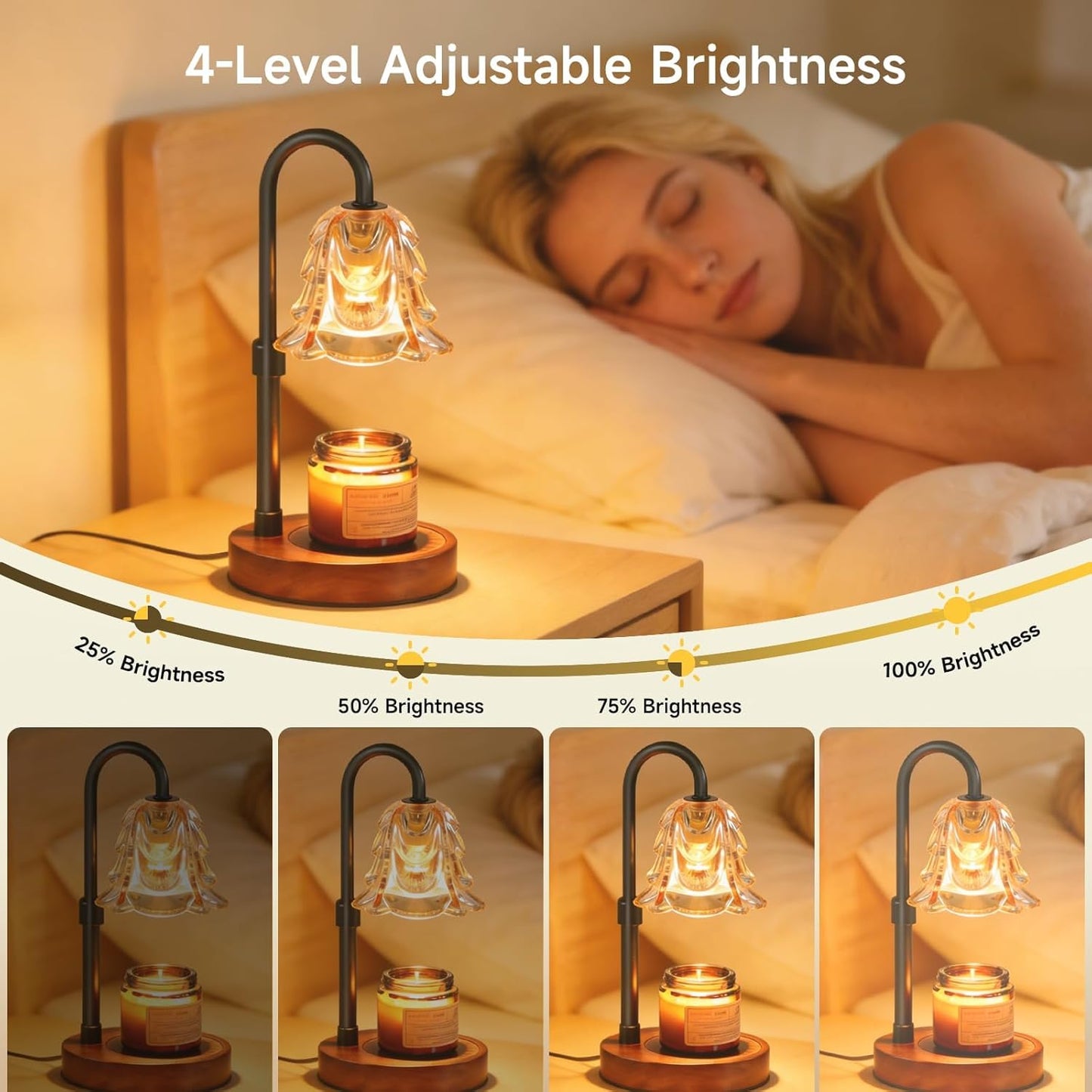 Adjustable Black Candle Warmer Lamp with Timer & Brightness Control DEMO