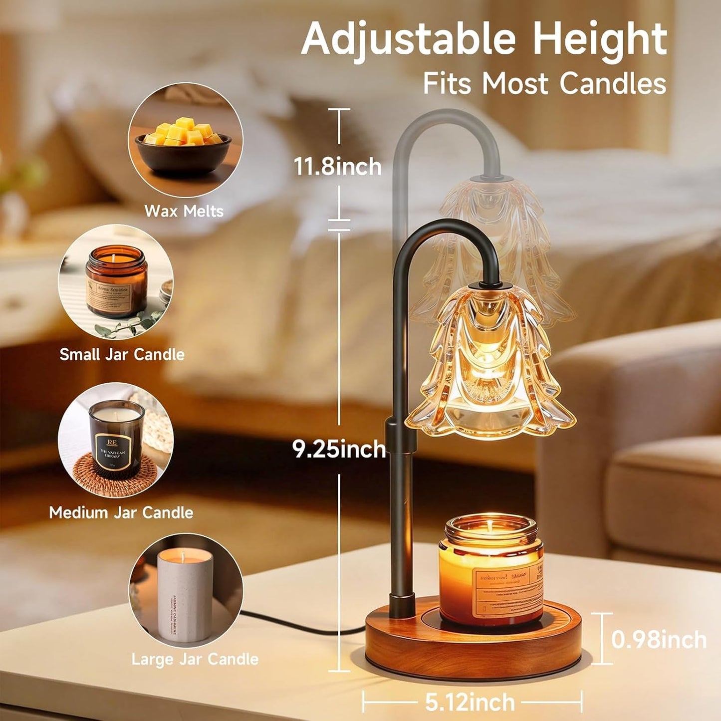 Adjustable Black Candle Warmer Lamp with Timer & Brightness Control DEMO