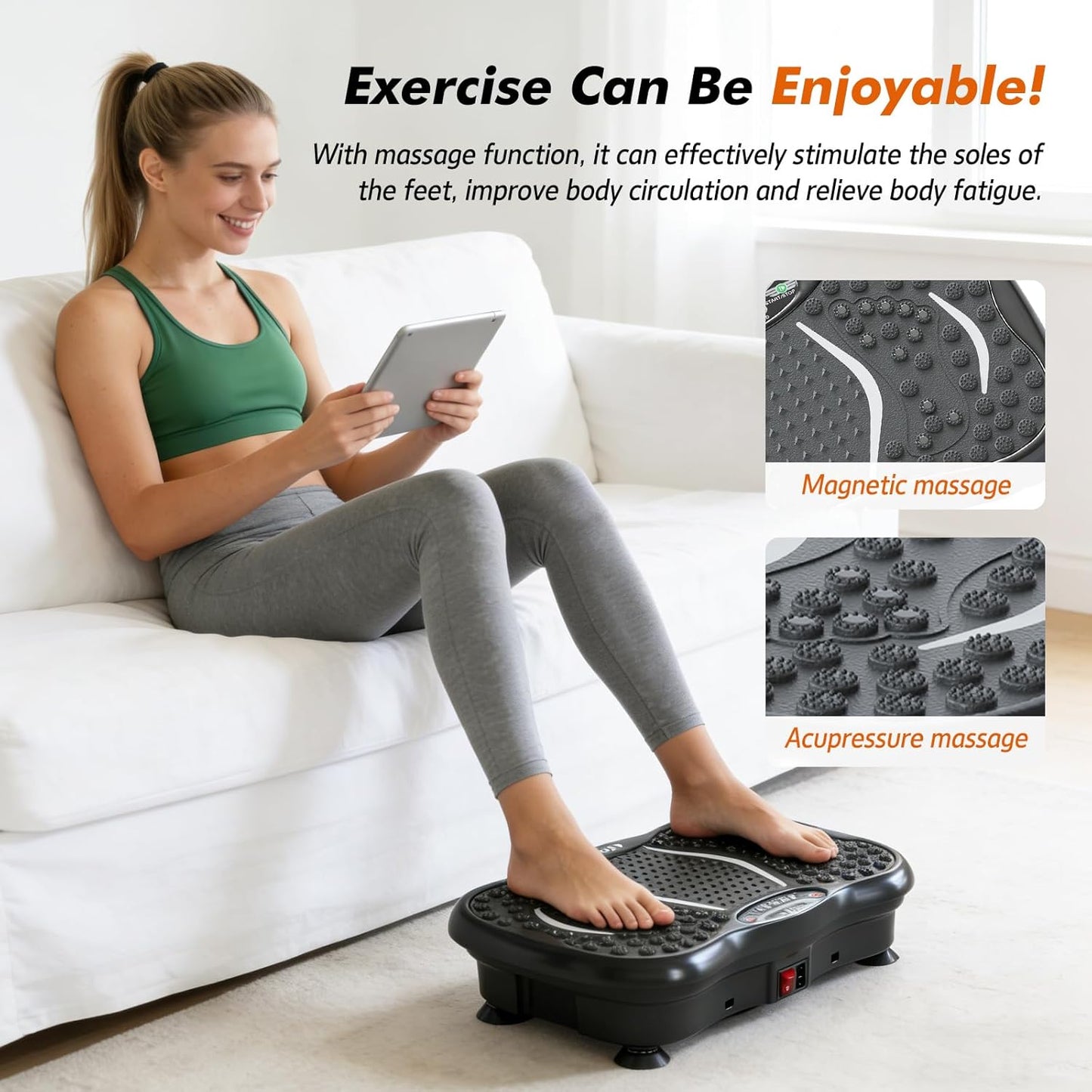 PORIYA Vibration Platform Machine, 99 Speed Levels, Remote Control, Black NEW