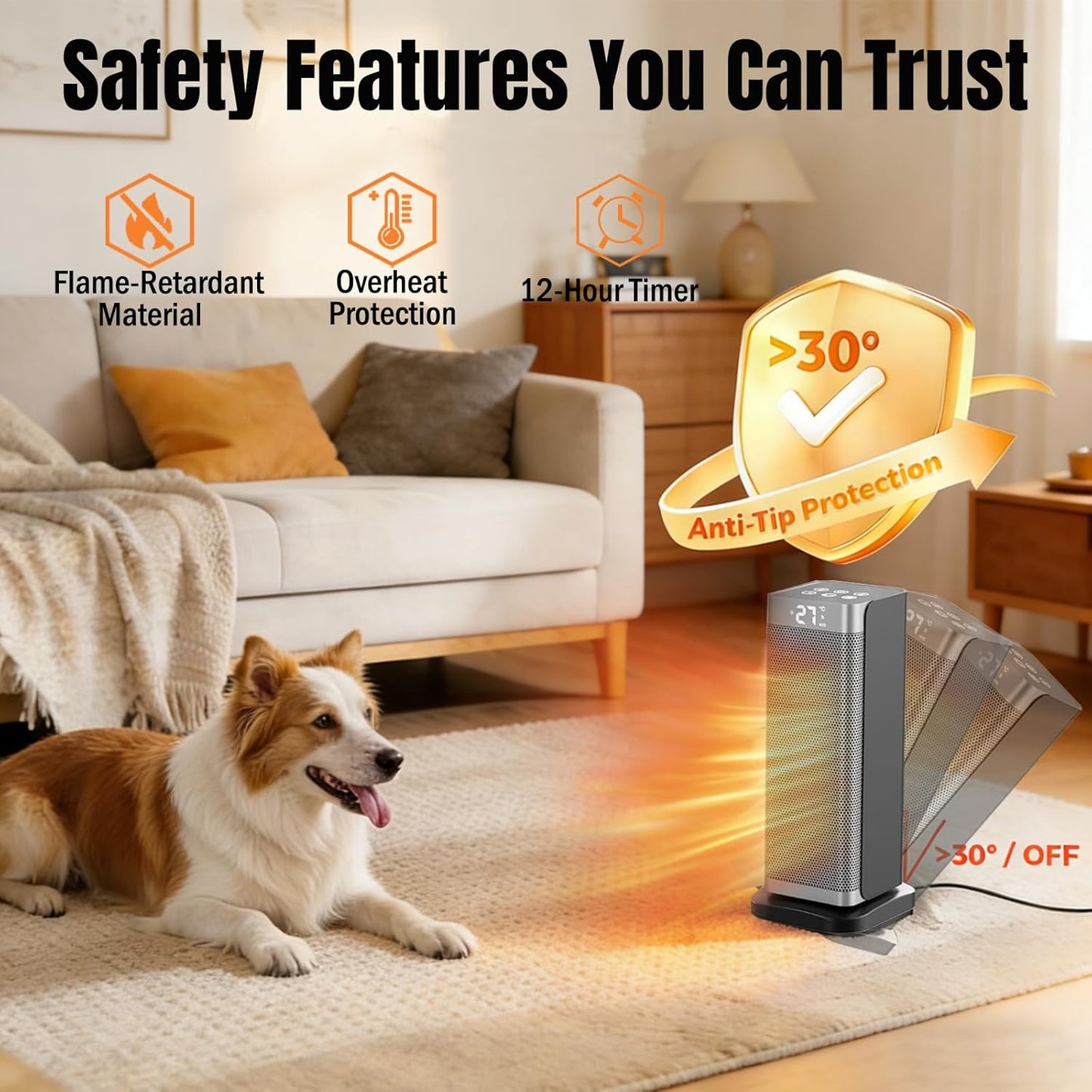 2000W Electric Space Heater with Remote Control - Silver & Black Indoor NEW