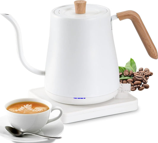 Stainless Steel Electric Kettle for Pour-Over Coffee and Tea 0.8L White NEW