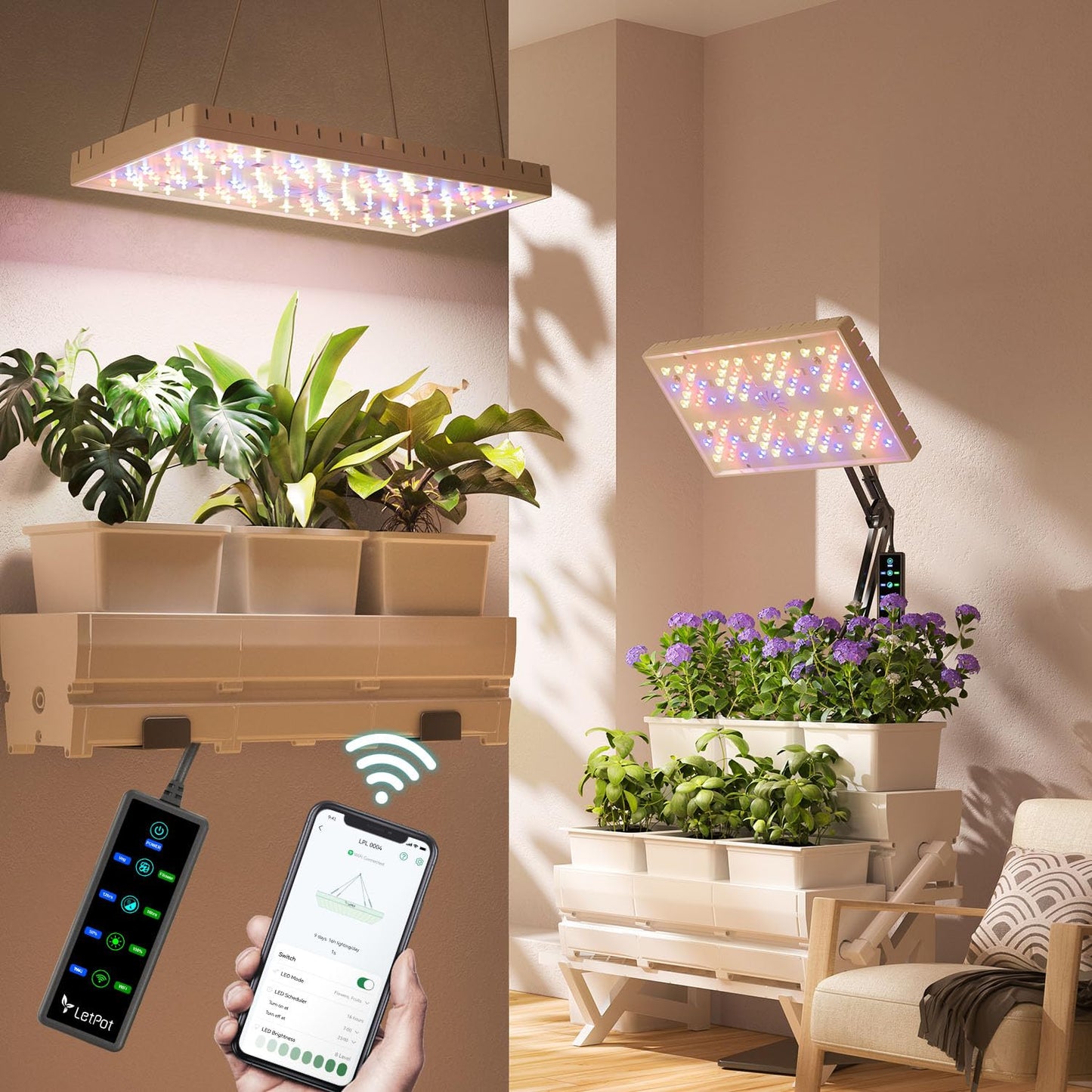 LETPOT 2x2ft Growing Lamps Full Spectrum LED Grow Lights for Indoor DEMO