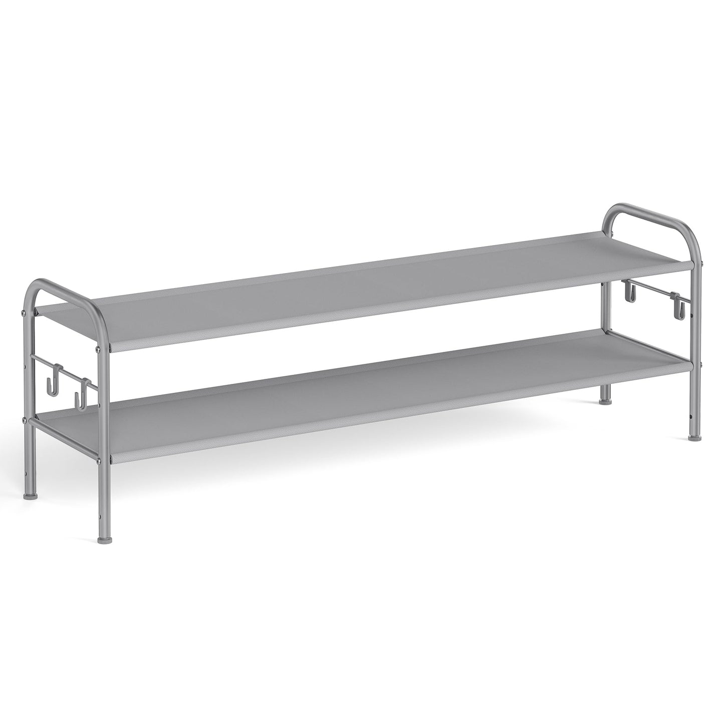 SONGMICS 2-Tier Fabric Shoe Organizer Shelf Storage Free Standing Rack Grey NEW