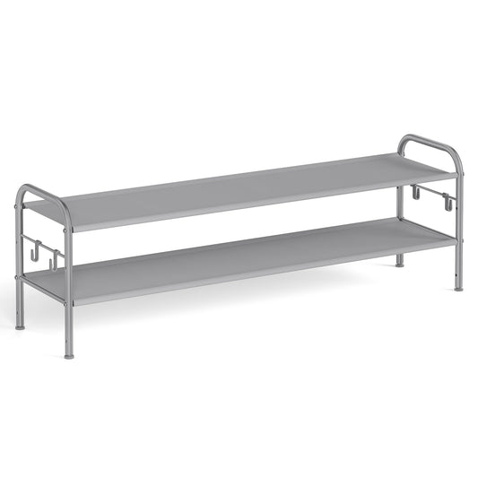 SONGMICS 2-Tier Fabric Shoe Organizer Shelf Storage Free Standing Rack Grey NEW