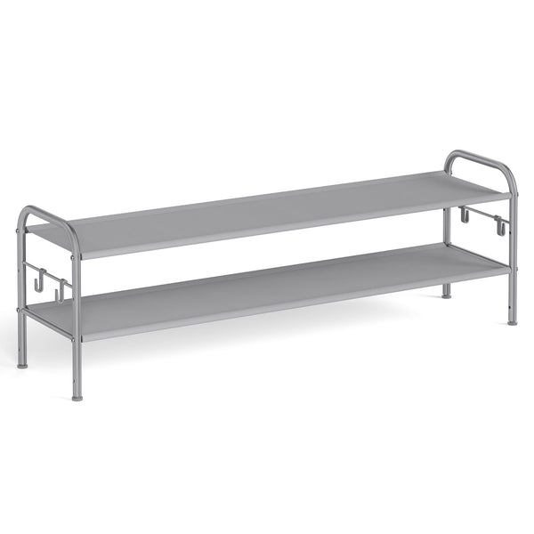 SONGMICS 2-Tier Fabric Shoe Organizer Shelf Storage Free Standing Rack Grey NEW