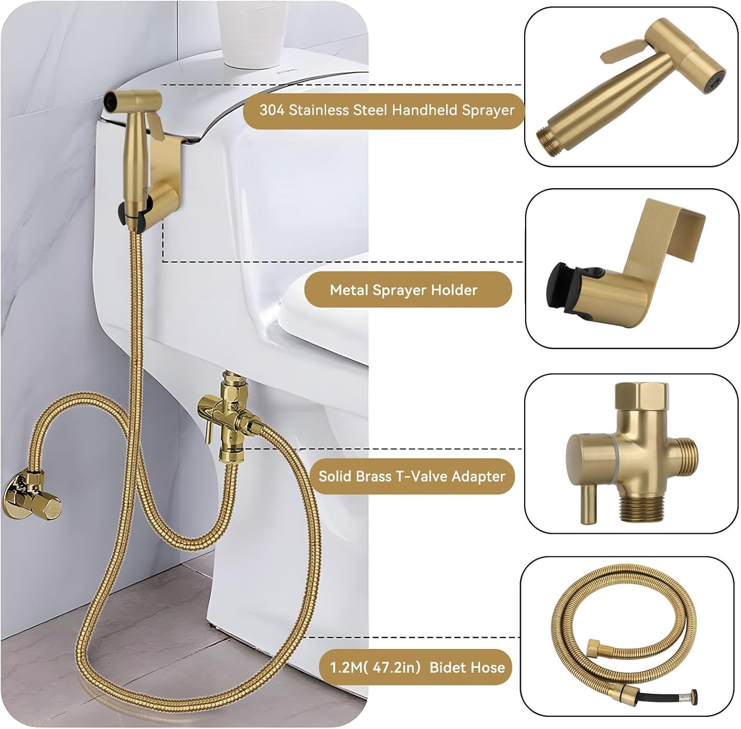 Roccar Gold Handheld Bidet Sprayer Toilet Attachment for Feminine Hygiene NEW