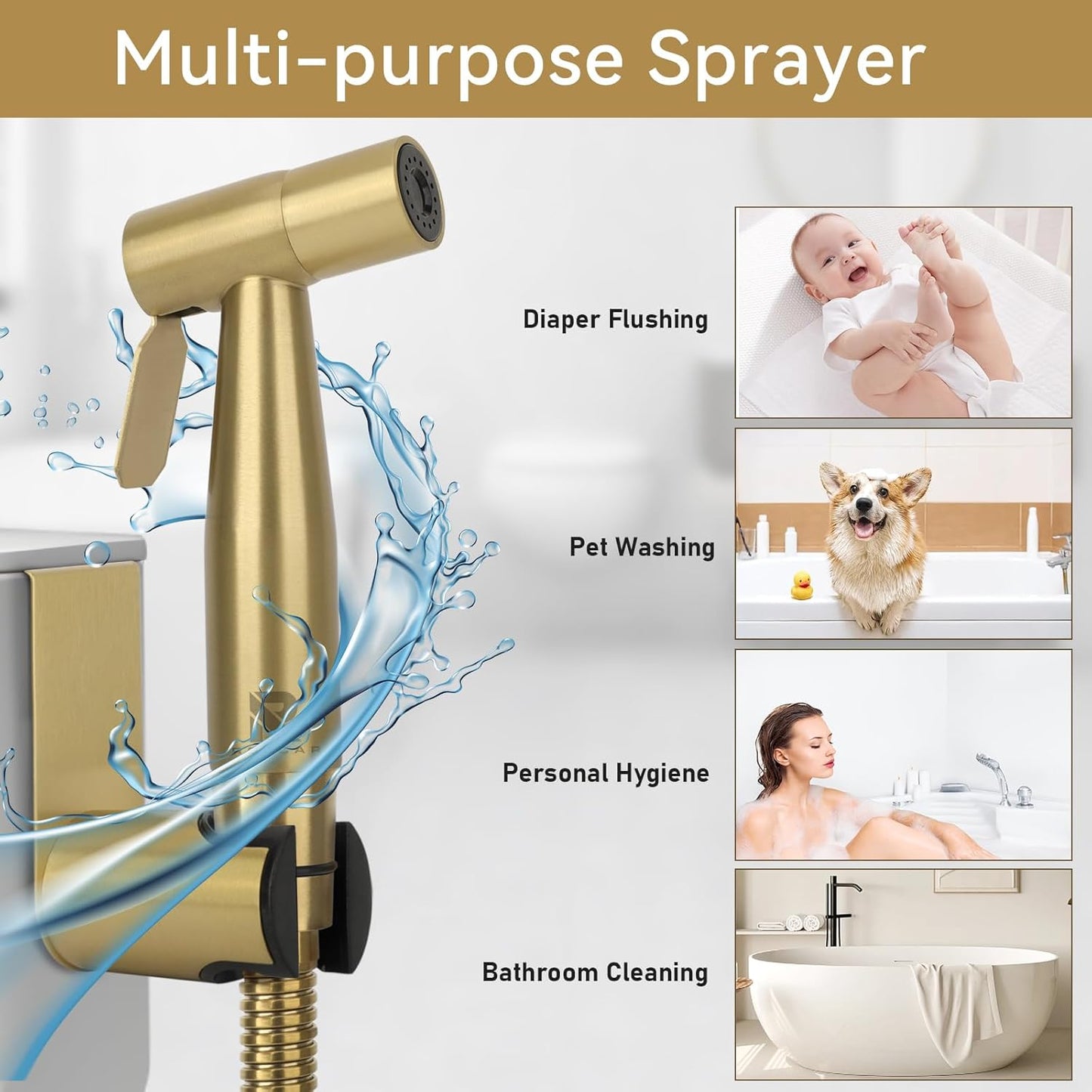 Roccar Gold Handheld Bidet Sprayer Toilet Attachment for Feminine Hygiene NEW