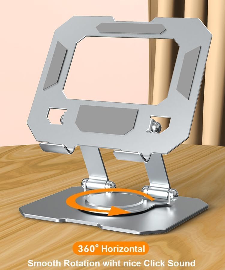 Adjustable Laptop Stands Stand with 360° Rotating Base, Ergonomic Silver DEMO