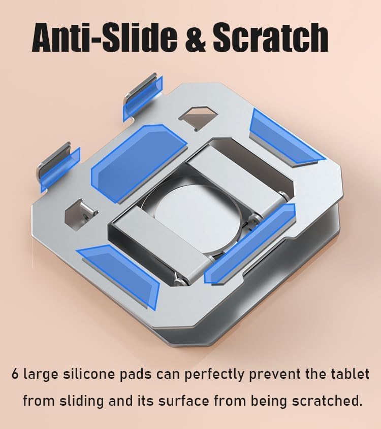 Adjustable Laptop Stands Stand with 360° Rotating Base, Ergonomic Silver DEMO