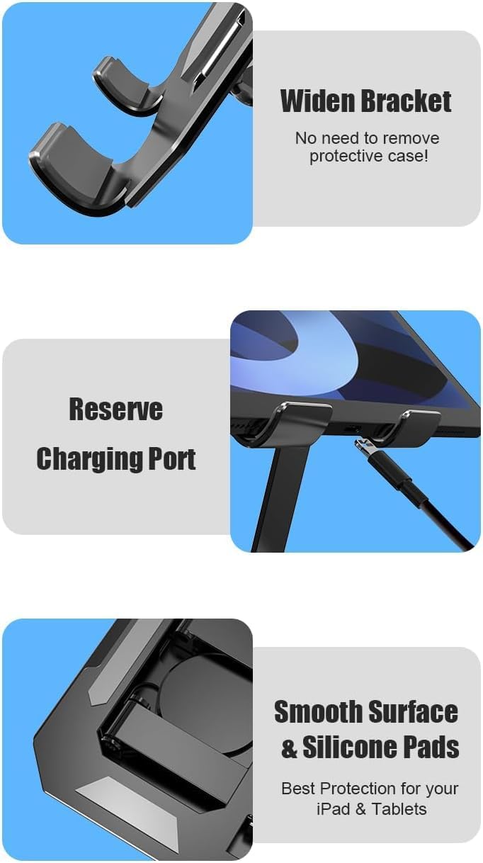 Adjustable Laptop Stands Stand with 360° Rotating Base, Ergonomic Silver DEMO