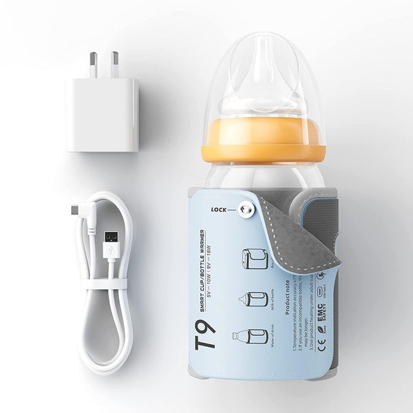 Portable Foldable Baby Bottle Warmer with LCD Display in Light Blue - NEW