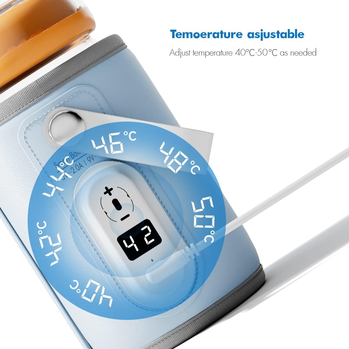 Portable Foldable Baby Bottle Warmer with LCD Display in Light Blue - NEW